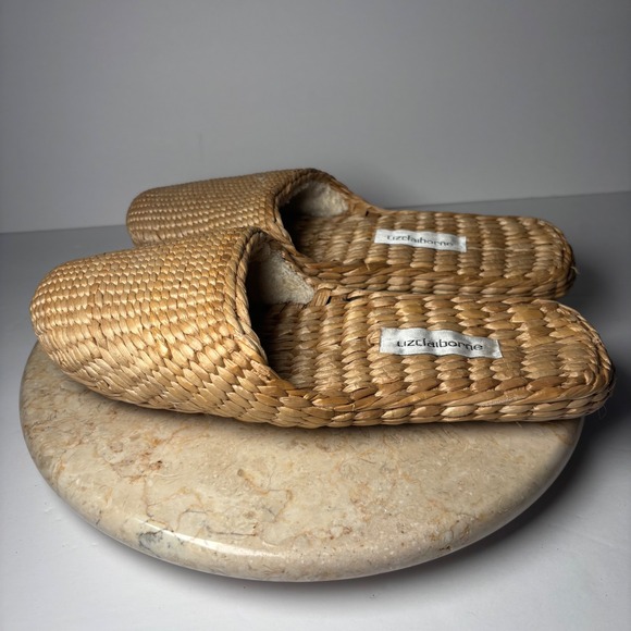 Liz Claiborne Shoes - Liz Claiborne Woven Straw Slipper Mules 9-10‎ Tan Boho Coastal Cottagecore Flat